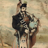 Sheet music covers that depict images of bagpipes.